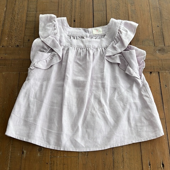 Crewcuts lilac linen flutter shoulder top and cropped pants matching set nwot - Picture 3 of 10